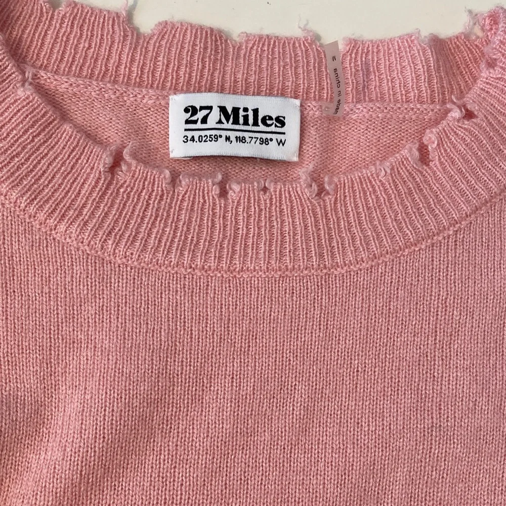 27 Miles Malibu Luella Pink Sweater with White Stars Medium Cashmere Sweater - Picture 4 of 7